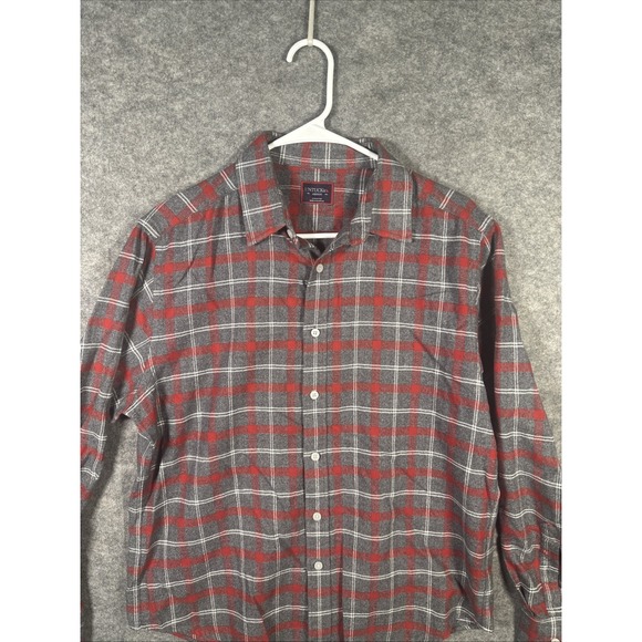 UNTUCKit Jaxon Flannel Shirt Medium‎ Plaid Button Up Long Sleeve Gray Red White - Picture 1 of 9